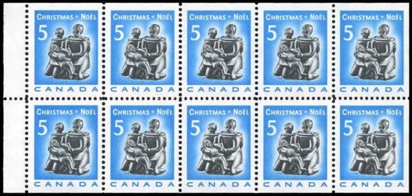 Canada Stamp #488A - Eskimo Family (1968) 10 x 5¢ Booklet pane of 10 stamps (#488as) (BK72a) selvedge at left