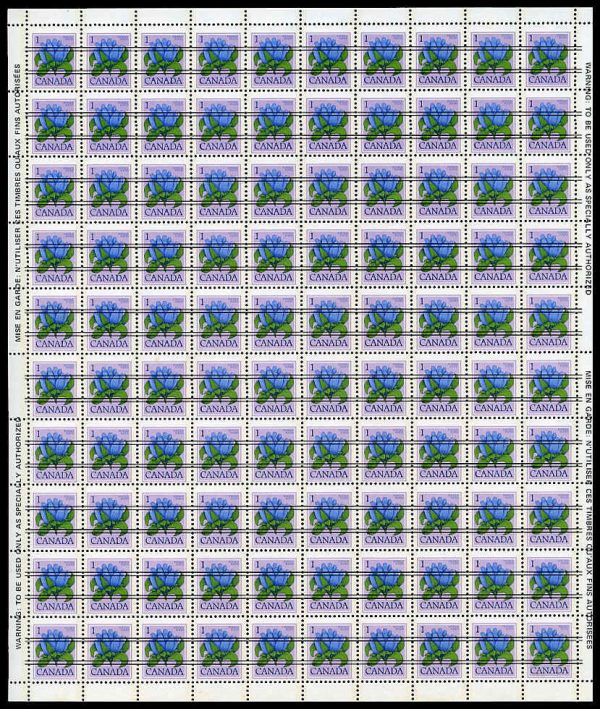 Canada Stamp SHEET#705xx - Bottle Gentian (1977) 1¢ Precancelled, NF/NF