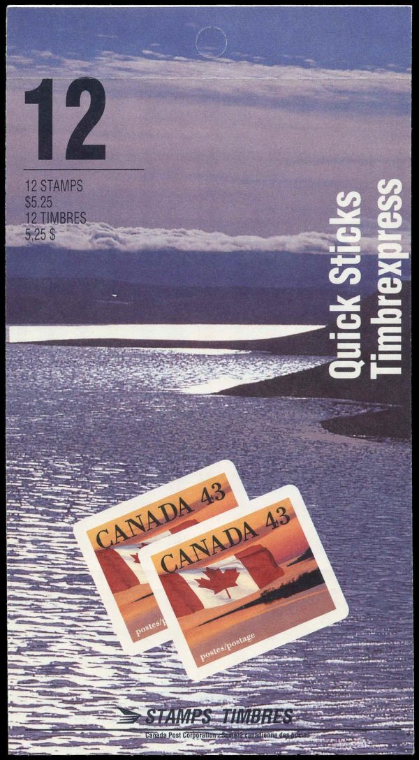 Canada Stamp Booklet - #BK158 Flag over Shoreline (1993) 12 x 43¢ Booklet of 12 stamps (#1389a in cover)