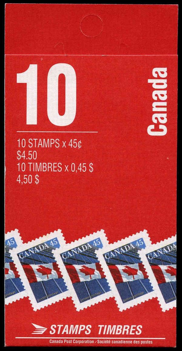 Canada Stamp Booklet - #BK205 Flag over Building (1998) 10 x 45¢ Booklet of 10 stamps (#1362a in cover)