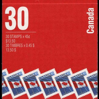 Canada Stamp Booklet - #BK206 Flag over Building (1998) 30 x 45¢ Booklet of 30 stamps (#1362b in cover)