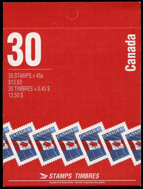 Canada Stamp Booklet - #BK206 Flag over Building (1998) 30 x 45¢ Booklet of 30 stamps (#1362b in cover)