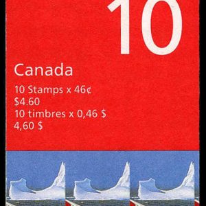 Canada Stamp #1682a - Flag over Iceberg (1998) 10 x 46¢ Booklet pane of 10 stamps (#1682as) (BK214)