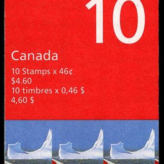 Canada Stamp #1682a - Flag over Iceberg (1998) 10 x 46¢ Booklet pane of 10 stamps (#1682as) (BK214)