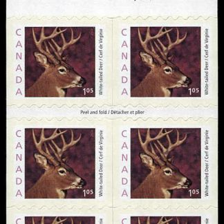 Canada Stamp #1881a - White-tailed Deer (2000) 6 x $1.05 Booklet pane of 6 stamps (#1881ii) (BK239)