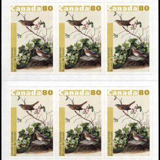 Canada Stamp Booklet - #BK292 Lincoln's Sparrow (2004) 6 x 80¢ Booklet of 6 stamps (#2040a in cover)