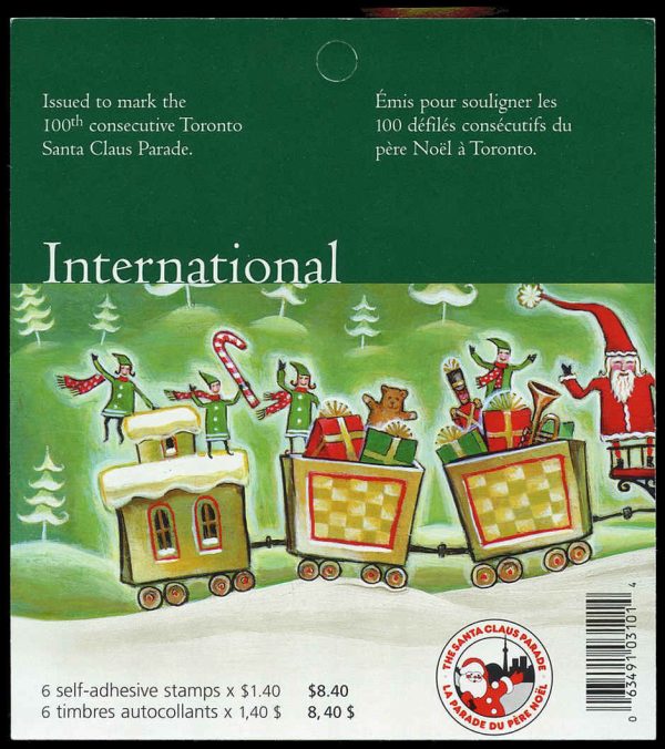 Canada Stamp #2071a - Santa in a train (2004) 6 x $1.40 Booklet pane of 6 stamps (#2071) (BK300)