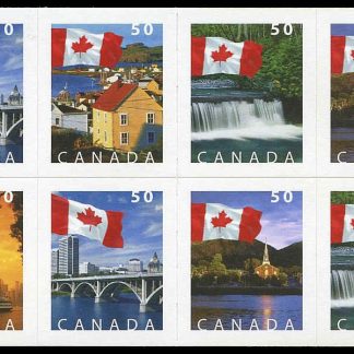 Canada Stamp Booklet - #BK302 Flags (2004) 10 x 50¢ Booklet of 10 stamps (#2080a in cover), Wide roulette (5 slits per pane)