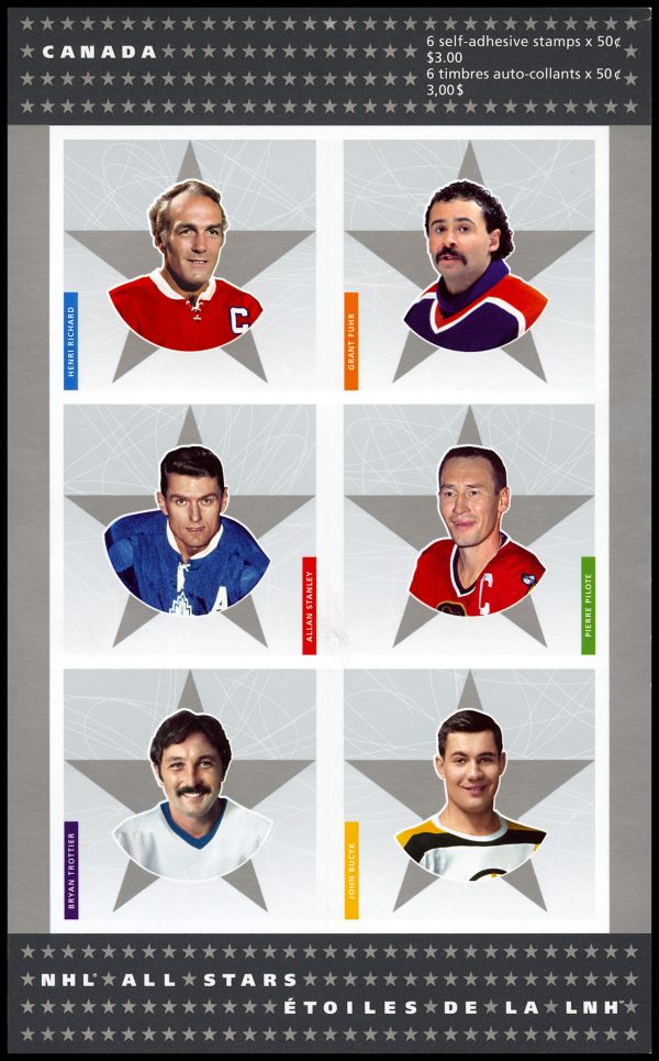 Canada Stamp Booklet - #BK305 NHL All Stars - 6 (2005) 6 x 50¢ Booklet of 6 stamps (#2086 in cover)