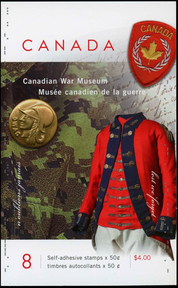 Canada Stamp Booklet - #BK311 War Museum, medal, Morse code (2005) 8 x 50¢ Booklet of 8 stamps (2 x #2108a in cover)