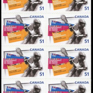 Canada Stamp #2161a - Lacrosse player (2006) 8 x 51¢ Booklet pane of 8 stamps (#2161) (BK331)