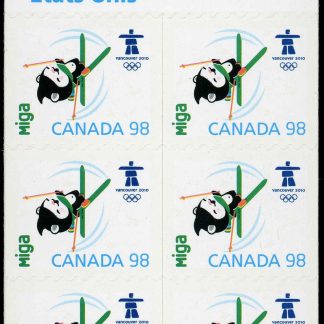 Canada Stamp Booklet - #BK397 Miga (2009) 6 x 98¢ Booklet of 6 stamps (#2311a in cover)