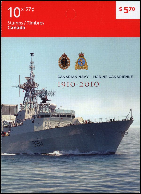 Canada Stamp Booklet - #BK428 Canadian Navy Centennial (2010) 10 x 57¢ Booklet of 10 stamps (#2386a in cover)