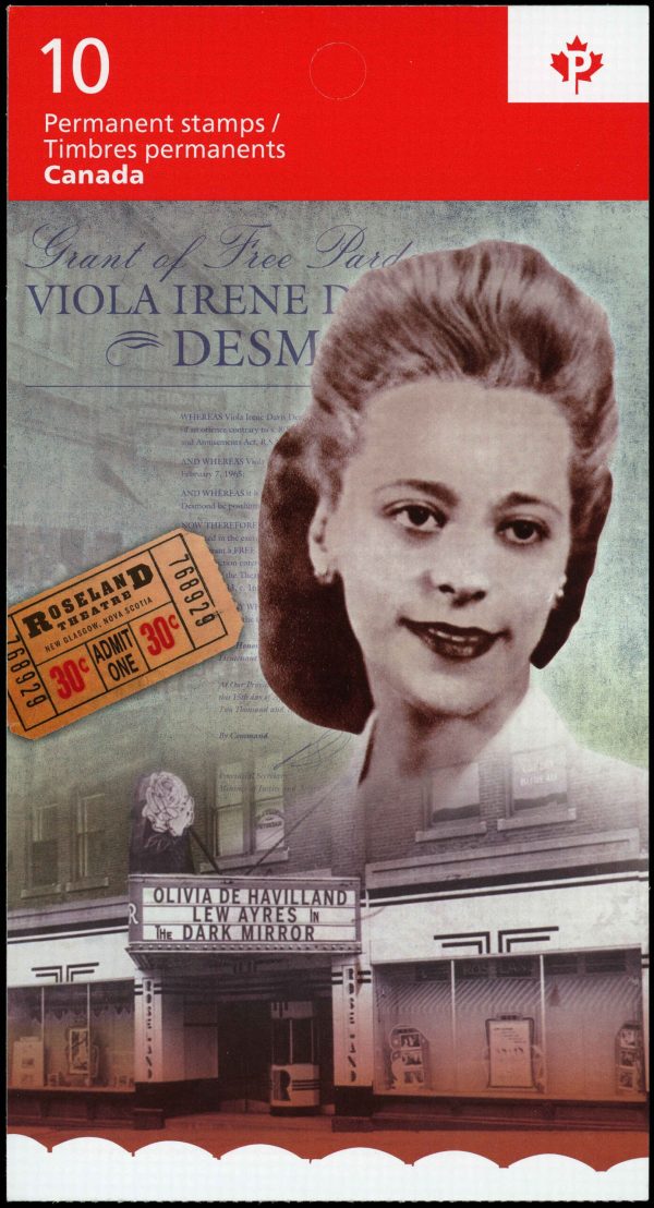 Canada Stamp Booklet - #BK481 Viola Desmond (2012) 10 x P (61¢) Booklet of 10 stamps (#2521a in cover)