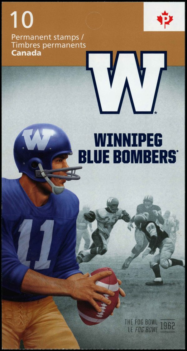 Canada Stamp #2573a - Winnipeg Blue Bombers Ken Ploen (1935- ), 'The Fog Bowl' (2012) 10 x P (61¢) Booklet pane of 10 stamps (#2573) (BK504) - Image 2