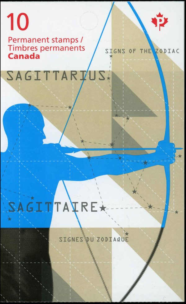 Canada Stamp Booklet - #BK527 Sagittarius: The Archer (2013) 10 x P (63¢) Booklet of 10 stamps (#2457a in cover)