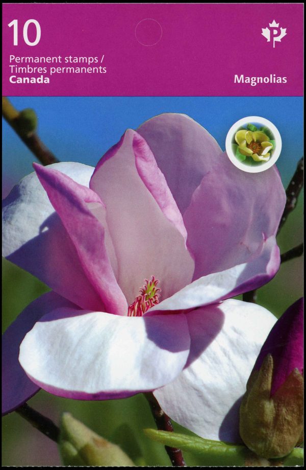 Canada Stamp Booklet - #BK531 Magnolias (2013) 10 x P (63¢) Booklet of 10 stamps (#2625a in cover)