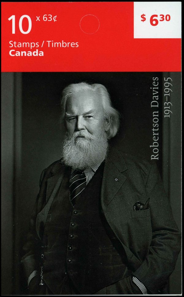 Canada Stamp Booklet - #BK547 Robertson Davies (1913-1995) (2013) 10 x 63¢ Booklet of 10 stamps (#2660a in cover)