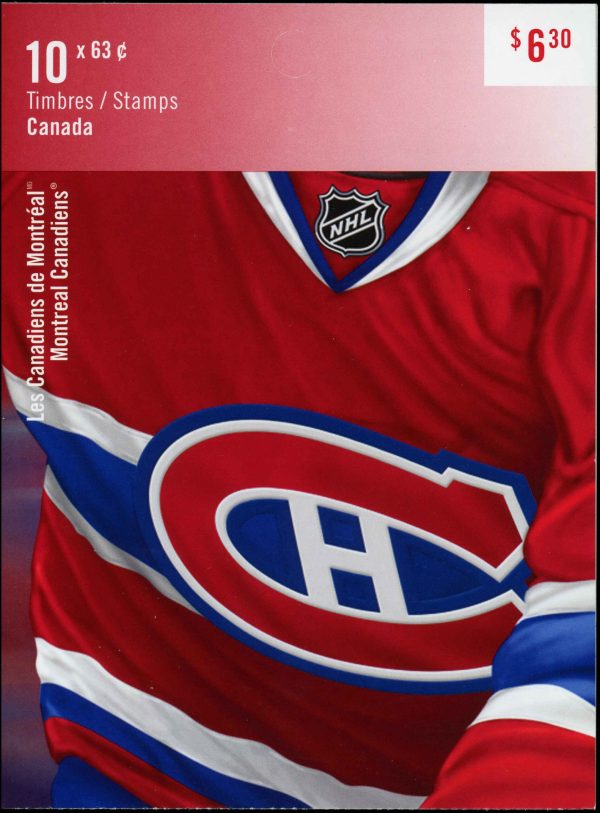 Canada Stamp Booklet - #BK549 Montreal Canadiens (2013) 10 x 63¢ Booklet of 10 stamps (#2671a in cover)