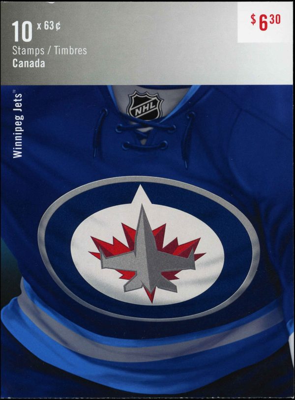 Canada Stamp Booklet - #BK553 Winnipeg Jets (2013) 10 x 63¢ Booklet of 10 stamps (#2675a in cover)