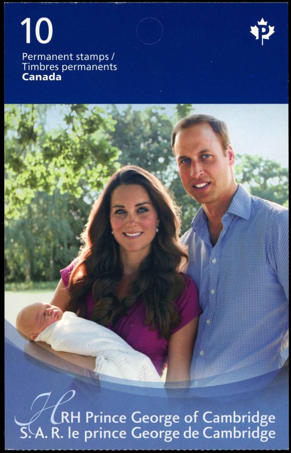 Canada Stamp Booklet - #BK562 Prince George with Prince William and Catherine (2013) 10 x P (63¢) Booklet of 10 stamps (#2686a in cover)