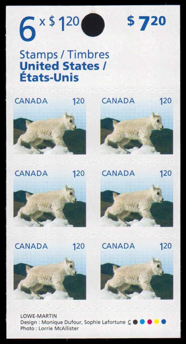 Canada Stamp Booklet - #BK575 Mountain Goat (2014) 6 x $1.20 Booklet of 6 stamps (#2715a in cover)