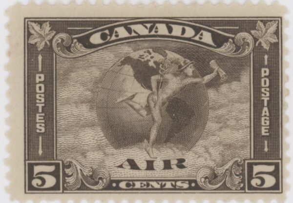 Canada Stamp - C - Air Mail #C2 - Mercury, with scroll in hand (1930) 5¢ (F-MH)