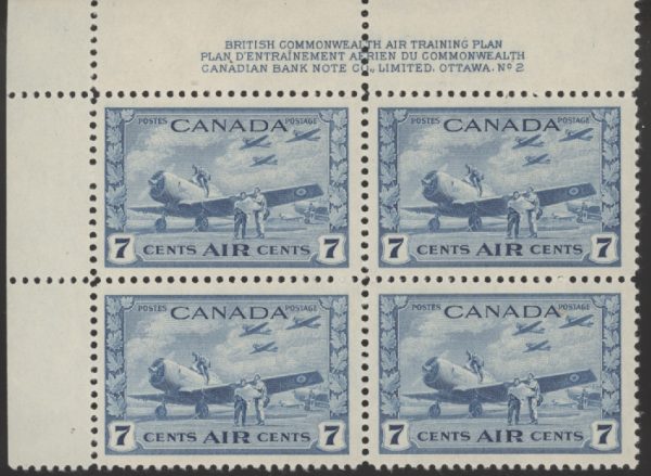 Canada Stamp - Air Mail PB#C8 - British Commonwealth Air Training Plan (1943) 7¢ (MNH)