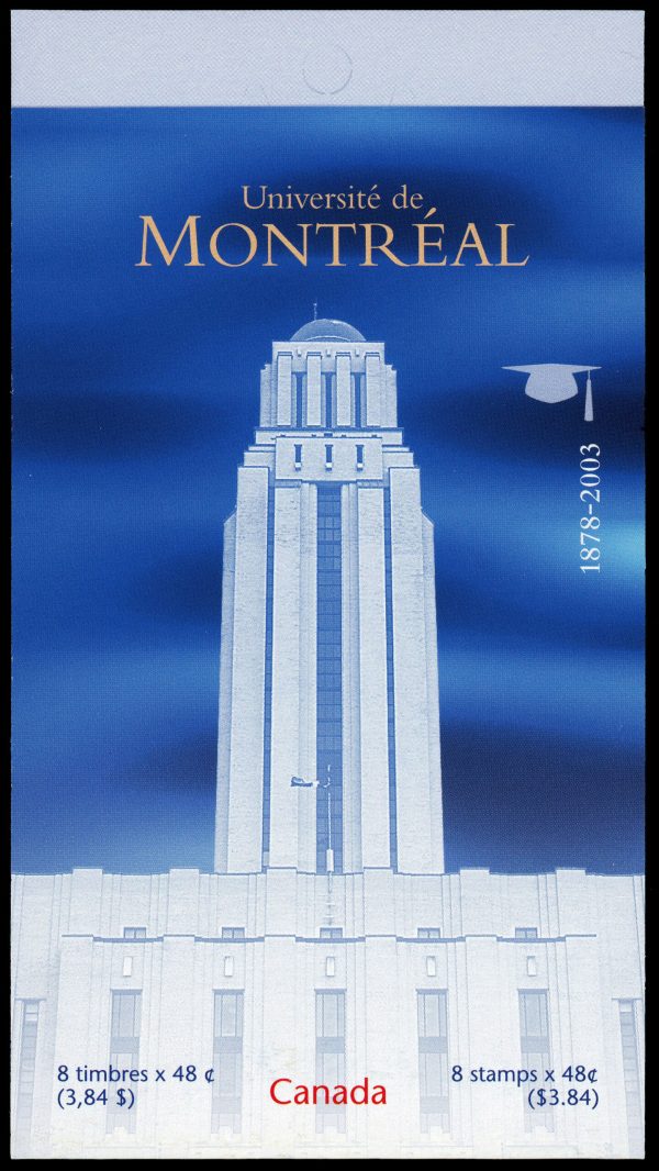 Canada Stamp Booklet - #BK273 University of Montreal (2003) 8 x 48¢ Booklet of 8 stamps (#1977a in cover)