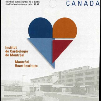 Canada Stamp BOOKLET#BK296 (2056a) - Montreal Heart Institute (2004) 8 x 49¢ 2X Booklet pane of 4