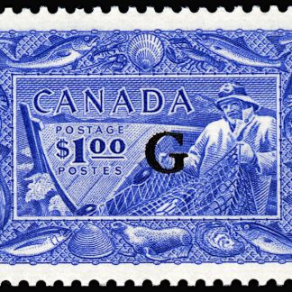 Canada Stamp - O - Official #O27 - Fisherman (1951) $1.00 Overprinted "G" (b)