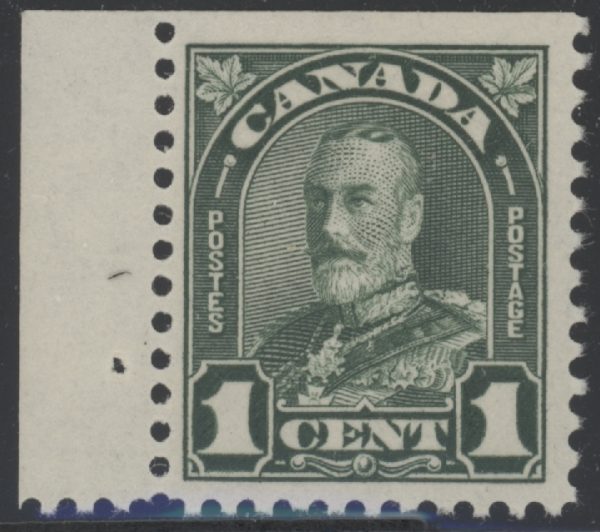 Canada Stamp #163cs - King George V (1931) 1¢ Single with straight edge, from 163c, Die I