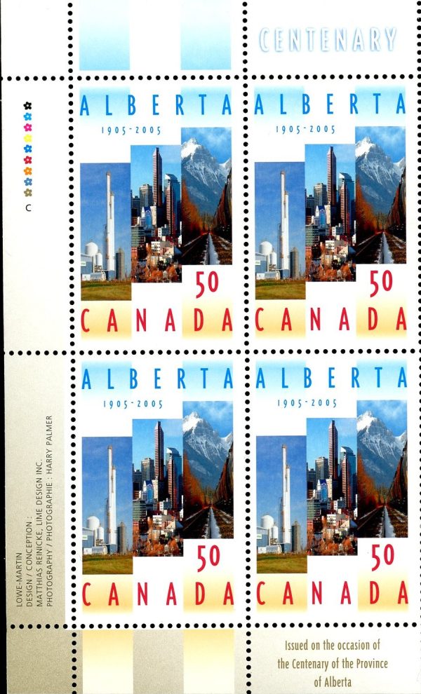 Canada STAMP PB#2116 - Nova Chemicals plant, Calgary's skyline, Mount Grassi (2005) 50¢