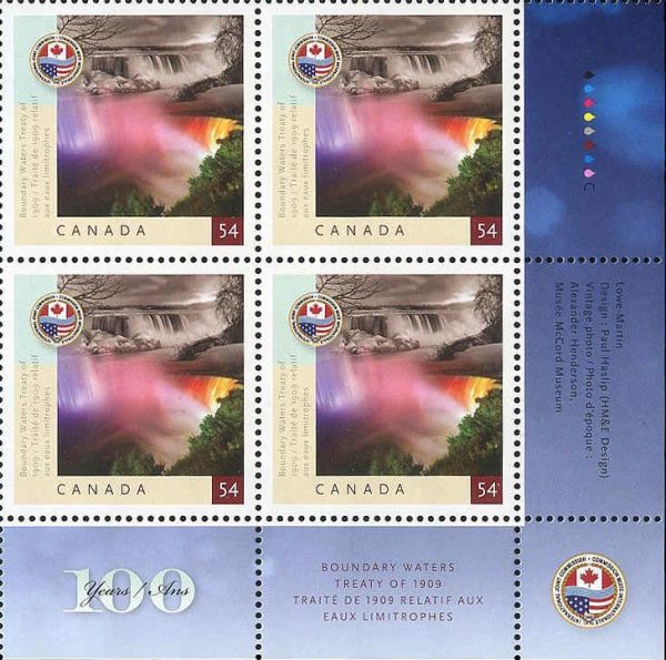Canada Stamp PB#2332 - Niagara Falls US side, and at night (2009) 54¢