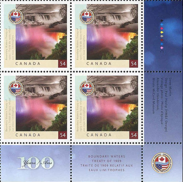 Canada Stamp PB#2332 - Niagara Falls US side, and at night (2009) 54¢