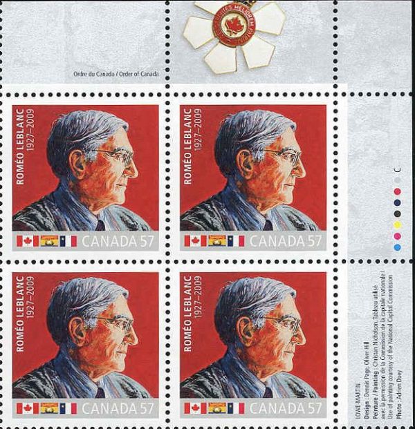 Canada STAMP PB#2370 - LeBlanc's official portrait (2010) 57¢