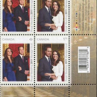 Canada Stamp PB#2465a - Catherine Middleton and Prince William (2011) P (59¢) + $1.75 Se-tenant pair (2464, 2465)