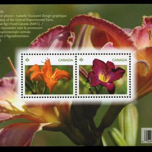 Canada Stamp #2526 - Daylilies (2012) $1.22 Souvenir sheet of 2 stamps
