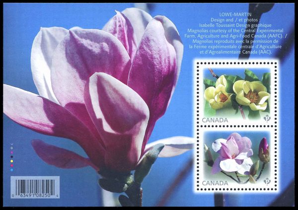 Canada Stamp #2621 - Magnolias (2013) $1.26 Souvenir sheet of 2 stamps