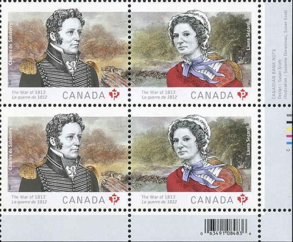 Canada Stamp PB#2651a - The War of 1812 (2013) 4 x P (63¢)
