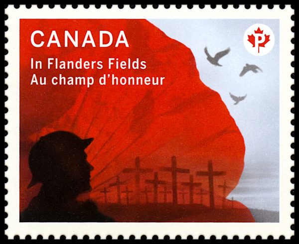 Canada Stamp #2836i - In Flanders Fields (2015) P (85¢) Die Cut to Shape from Quarterly Pack / Annual Collection