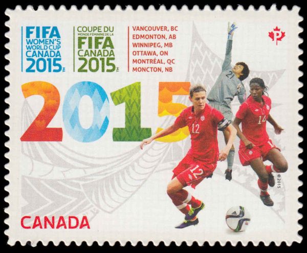 Canada Stamp #2837i - FIFA Women's World Cup Canada 2015 (2015) P (85¢) Die Cut to Shape from Quarterly Pack / Annual Collection