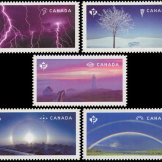 Canada Stamp #2839i-43i - Weather Wonders (2015) 5 x P (85¢) Set of 5 stamps (2839i, 2840i, 2841i, 2842i, 2843i)Die Cut to Shape from Quarterly Pack