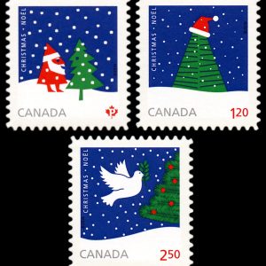 Canada Stamp #2956i-8i - Christmas (Christmas Tree) (2016) P (85¢) + $1.20 + $2.50 Set of 3 stamps, die cut to shape