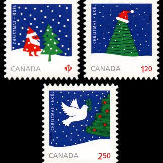 Canada Stamp #2956i-8i - Christmas (Christmas Tree) (2016) P (85¢) + $1.20 + $2.50 Set of 3 stamps, die cut to shape