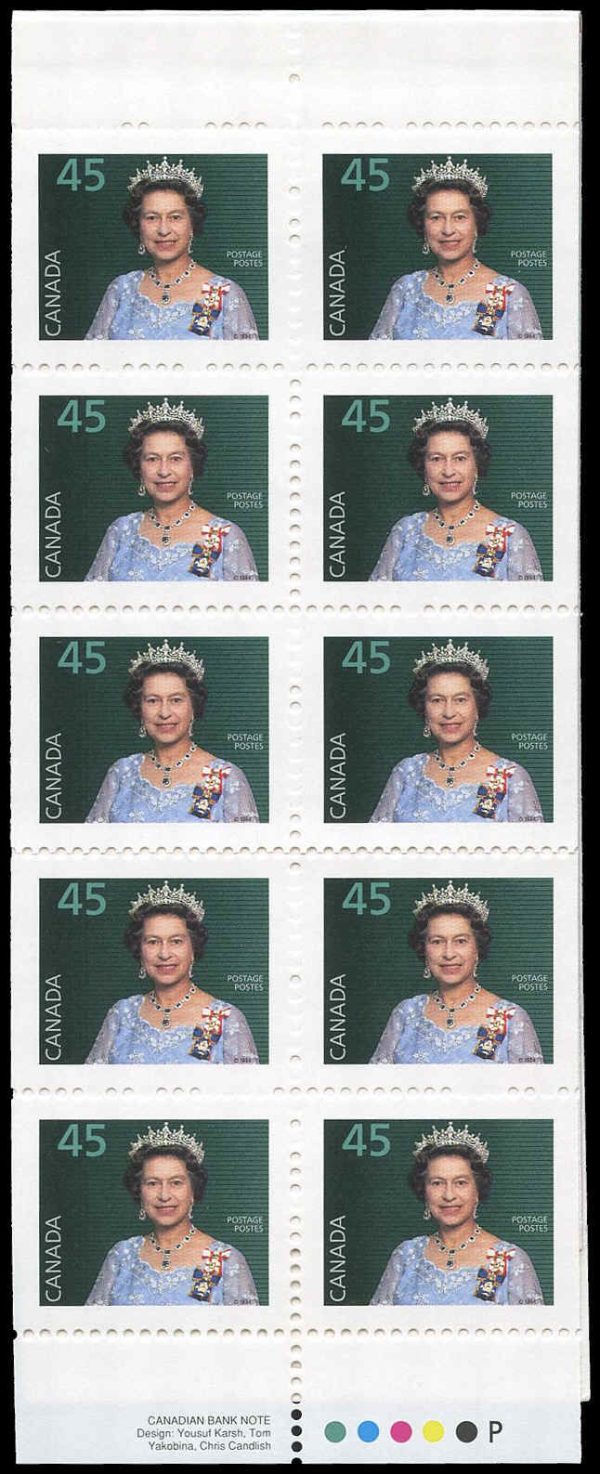 Canada Stamp Booklet - #BK179 Queen Elizabeth II (1995) 10 x 45¢ Booklet of 10 stamps (#1360a in cover) - Image 2