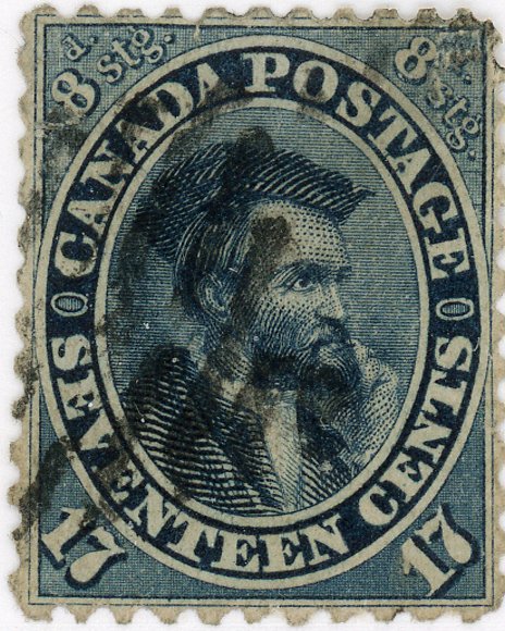 Canada Stamp #19 - Jacques Cartier (1859) 17¢ (GRADE-F-U)