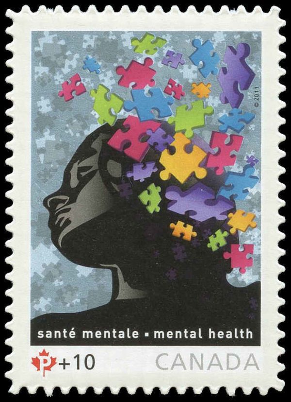 Canada Stamp - B - Semi Postal #B18i - Puzzle pieces coming together (2011) P (59¢) + 10¢ Die cut to shape from Quarterly Pack