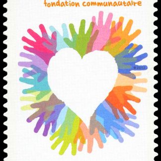 Canada Stamp - B - Semi Postal #B19i - Circle of Multi-Coloured Children's Hands Forming a Heart (2012) P (61¢) + 10¢ Die cut to shape from Quarterly Pack/Annual Collection