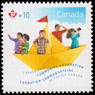 Canada Stamp - B - Semi Postal #B21i - Children in a Boat (2014) P (85¢) + 10¢ Die cut to shape from Quarterly Pack/Annual Collection